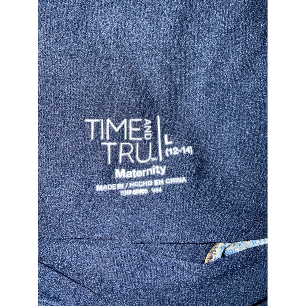 Time and Tru Maternity Shorts Women L 12-14 Blue Excellent Full Belly Band Denim - Picture 2 of 3